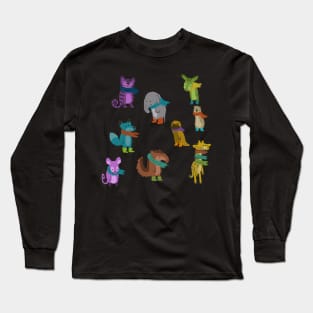 Sad and Indifferent Anaimals Wearing Scarves Long Sleeve T-Shirt